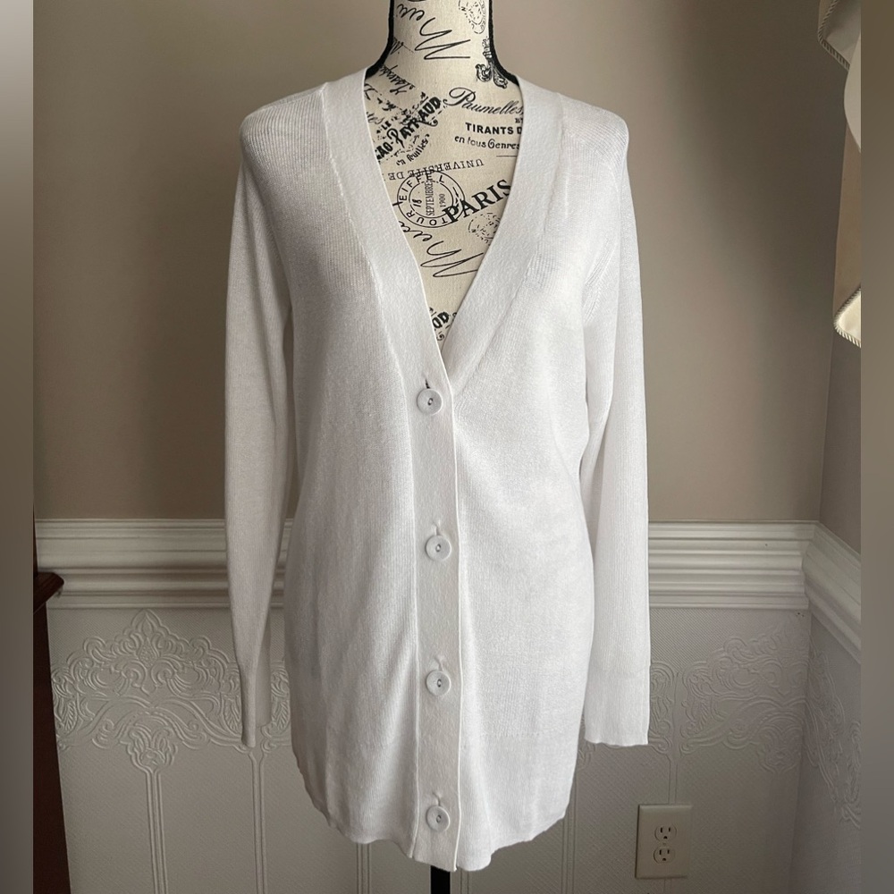 LOFT White Button-Up Cardigan Sweater NWT